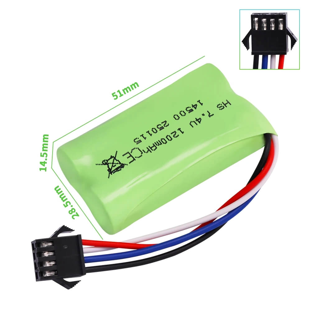 14500 7.4V 1200mAh Battery with SM-4P Plug