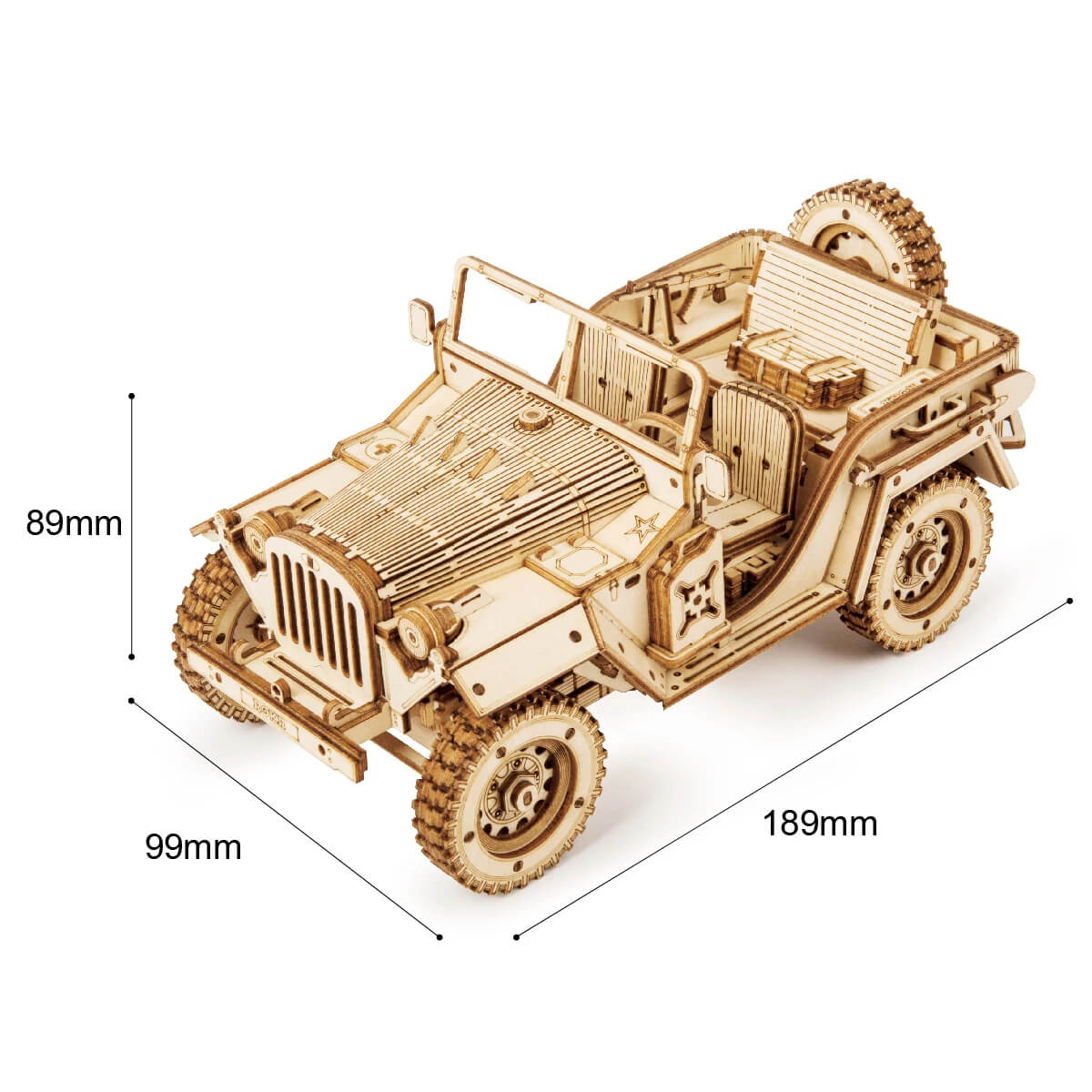 Movable Army Jeep Model Building Kit - 3D Wooden Puzzle