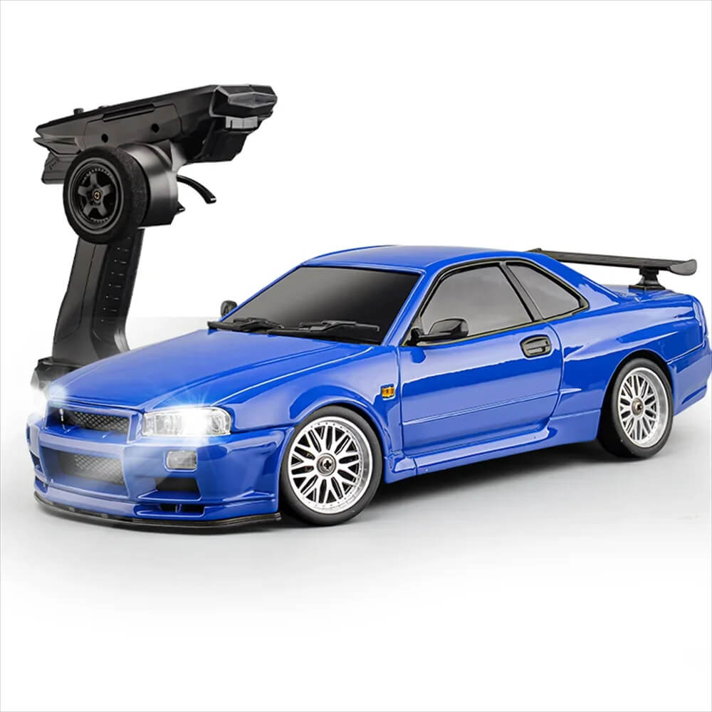 LDRC 1899 1/18 Scale RWD GTR R34 RC Drift Car with Built-in Gyro & LED Lights