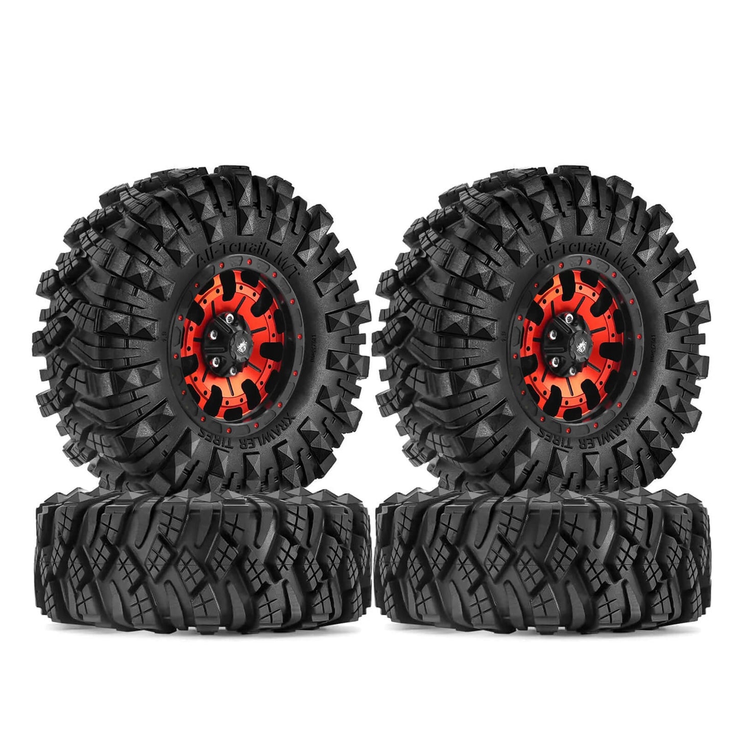 Metal 1.9" Beadlock Rim & 110mm Tires Wheel Set for 1/10 RC Rock Crawler