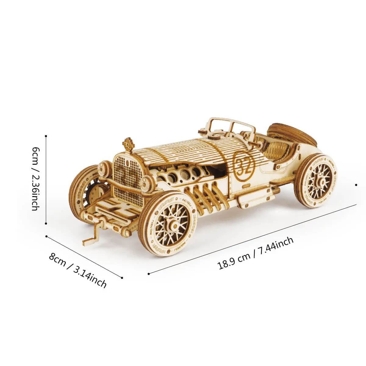 Movable Grand Prix Car Model Building Kit - 3D Wooden Puzzle