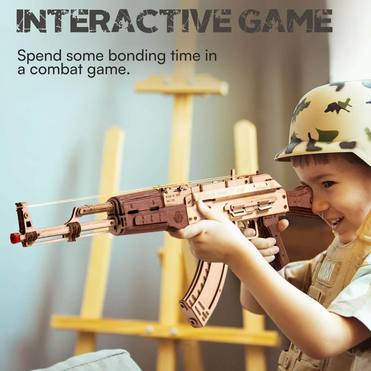 ROKR Automatic Rifle AK47 DIY Model Building Kit - 3D Gun Wooden Puzzle