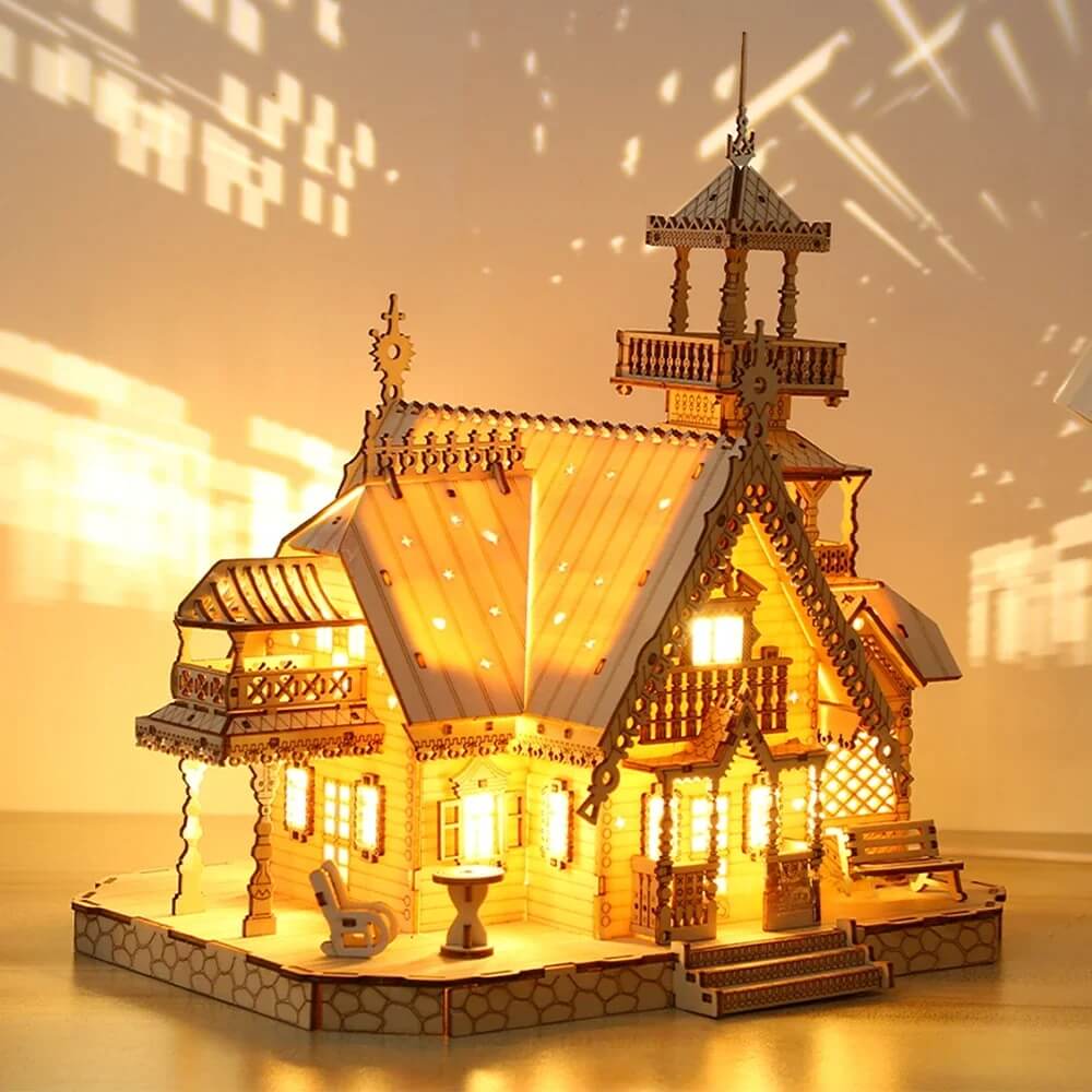 Royal Villa House 3D DIY Wooden Puzzle with LED Lights
