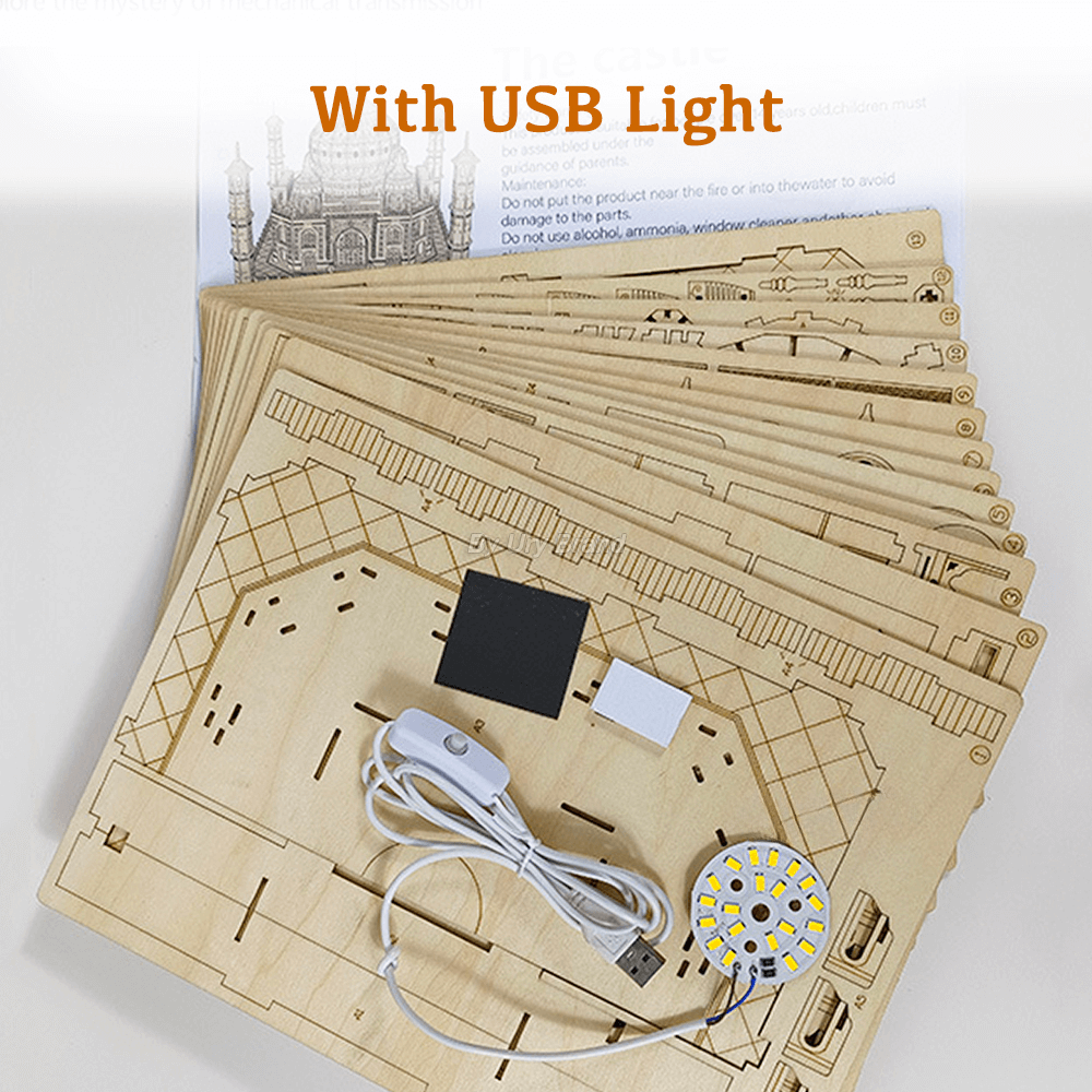 Taj Mahal 3D DIY Wooden Puzzle with LED Lights