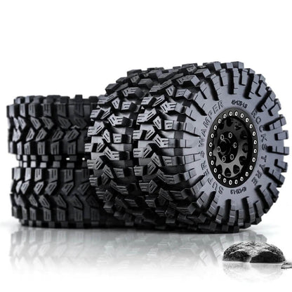 Metal 1.9" Bead-lock Rim & 120mm Tire Wheel Set for 1/10 RC Rock Crawler