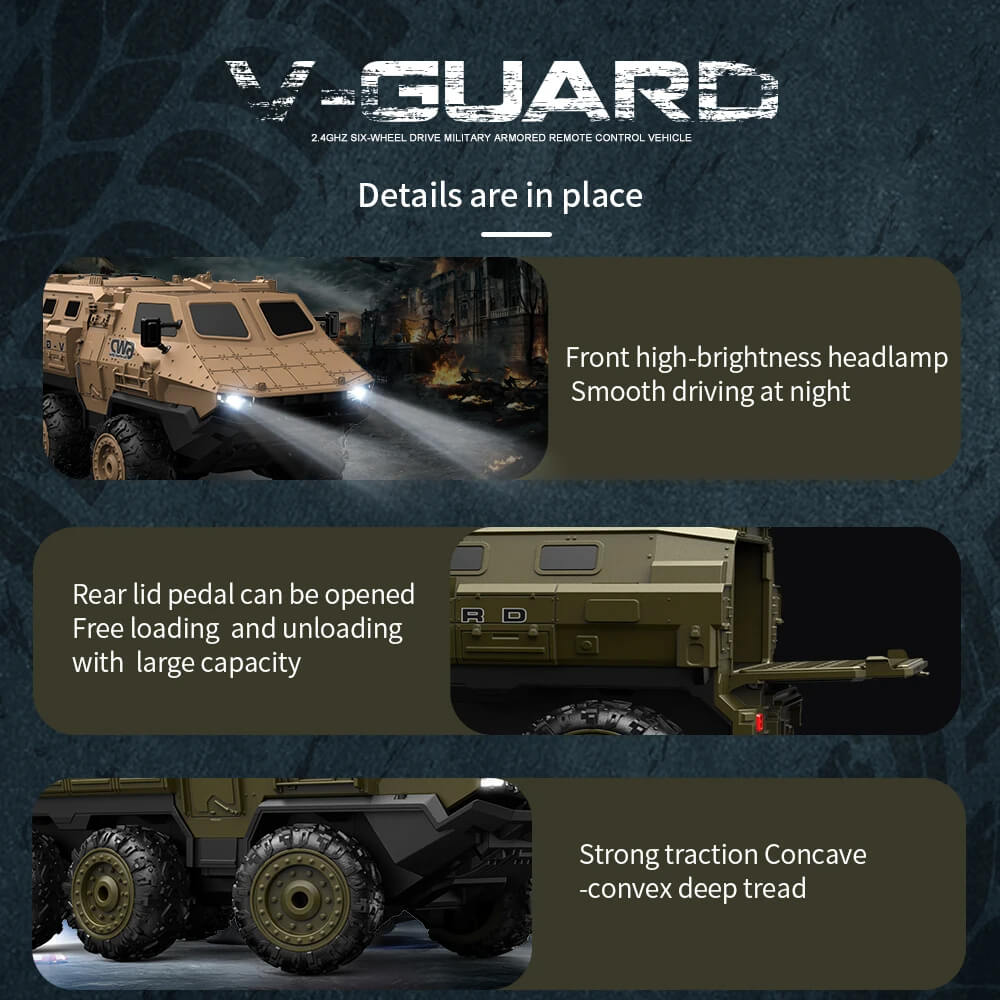 6WD 1/16 Armoured RC Military Tank Transport Truck