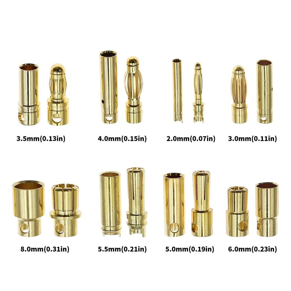 Gold Bullet Banana Plug Connectors for ESC, Motors & Batteries