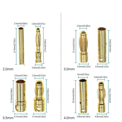 Gold Bullet Banana Plug Connectors for ESC, Motors & Batteries