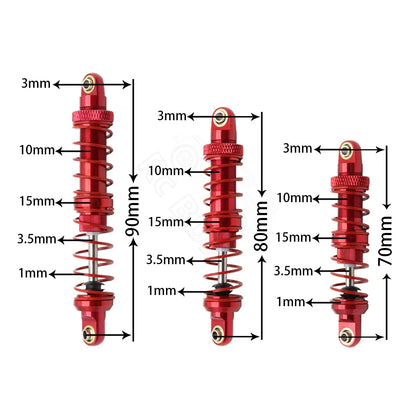4x RC Rock Crawler Red Colour Metal Shock Absorbers