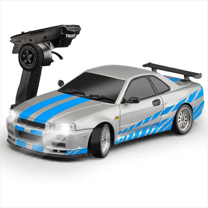 LDRC 1899 1/18 Scale RWD GTR R34 RC Drift Car with Built-in Gyro & LED Lights