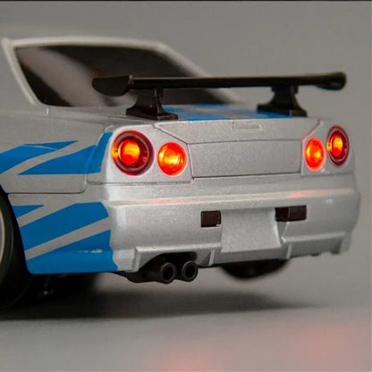 LDRC 1899 1/18 Scale RWD GTR R34 RC Drift Car with Built-in Gyro & LED Lights