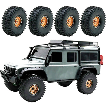 Metal 1.9" Bead-lock Rim & 120mm Tire Wheel Set for 1/10 RC Rock Crawler