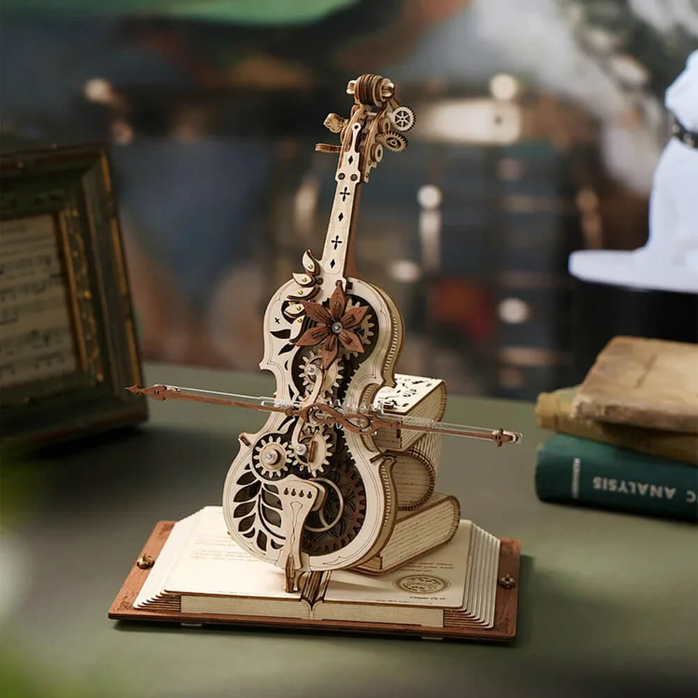 ROKR Magic Cello Mechanical Music Box DIY Kit - 3D Wooden Puzzle