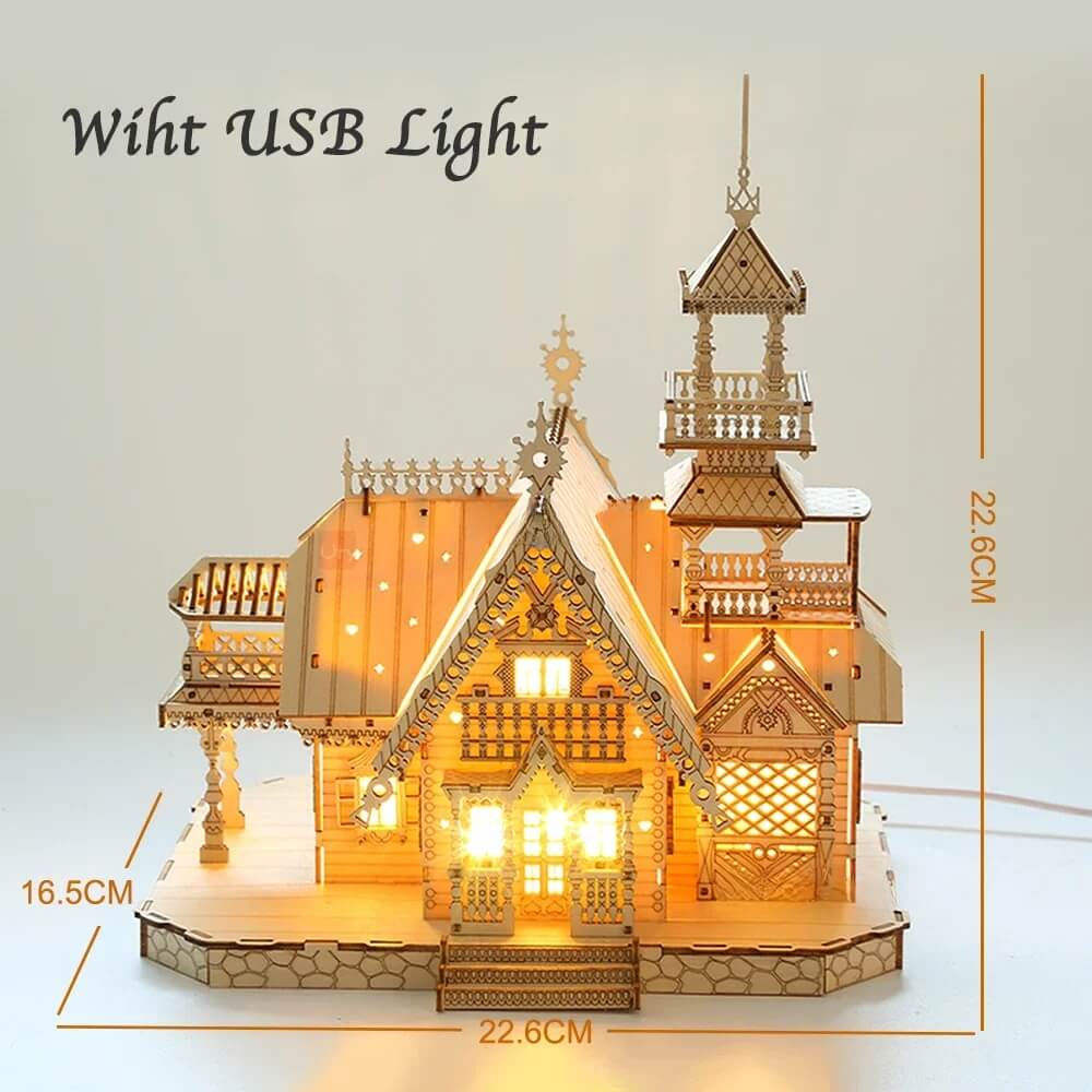 Royal Villa House 3D DIY Wooden Puzzle with LED Lights