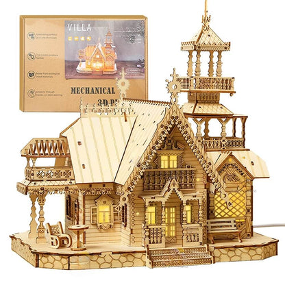 Royal Villa House 3D DIY Wooden Puzzle with LED Lights