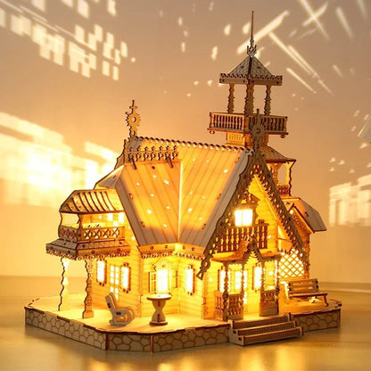Royal Villa House 3D DIY Wooden Puzzle with LED Lights