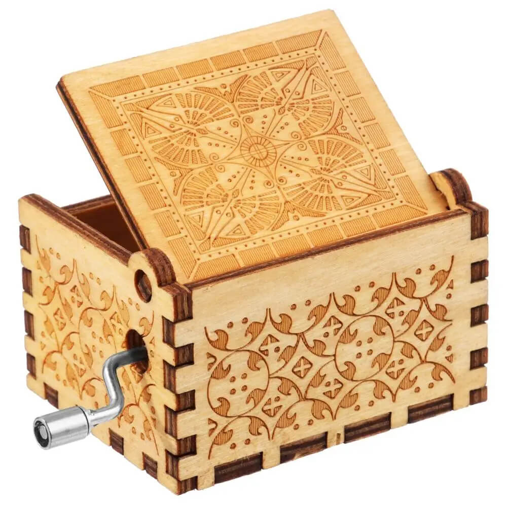 'You are My Sunshine' Engraved Hand-Cranked Wooden Musical Box